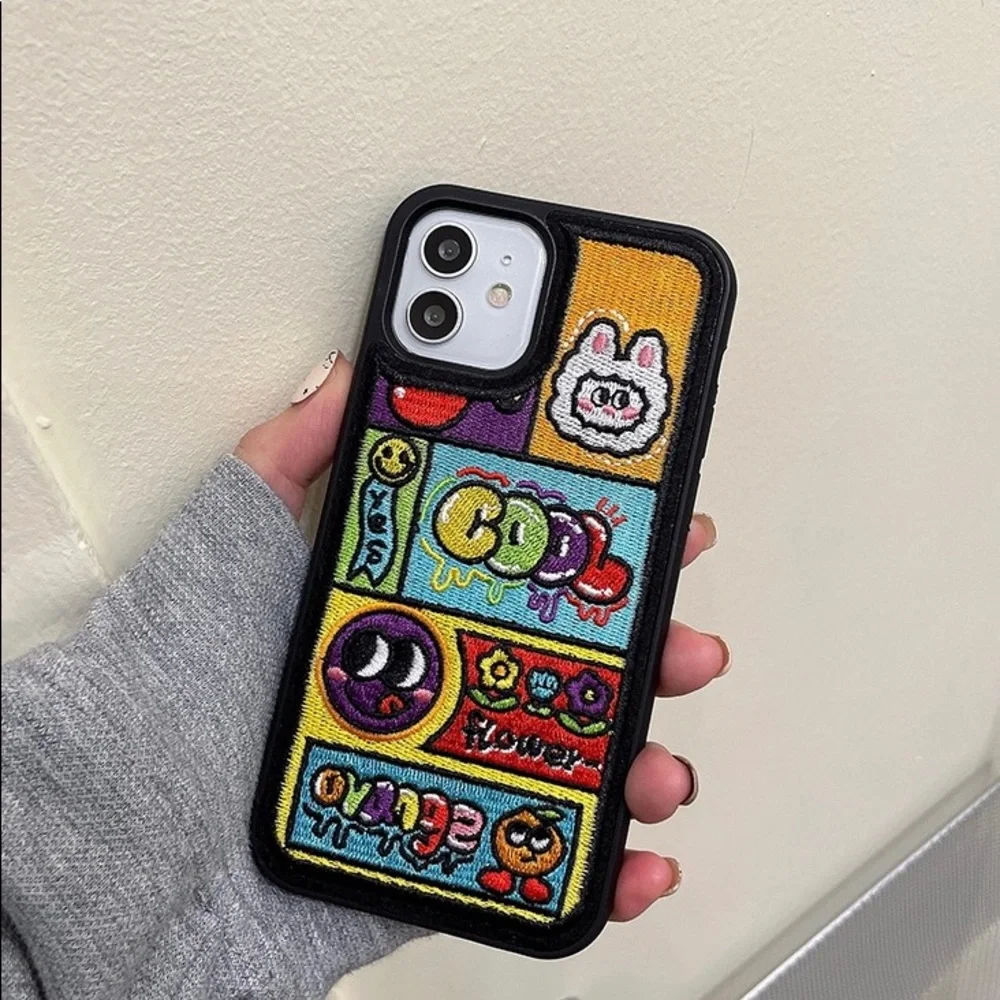 Embroidered Cartoon Design Phone Case